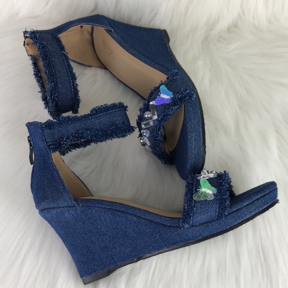 Fashion Denim Wedge Sandals - Picture 10 of 11